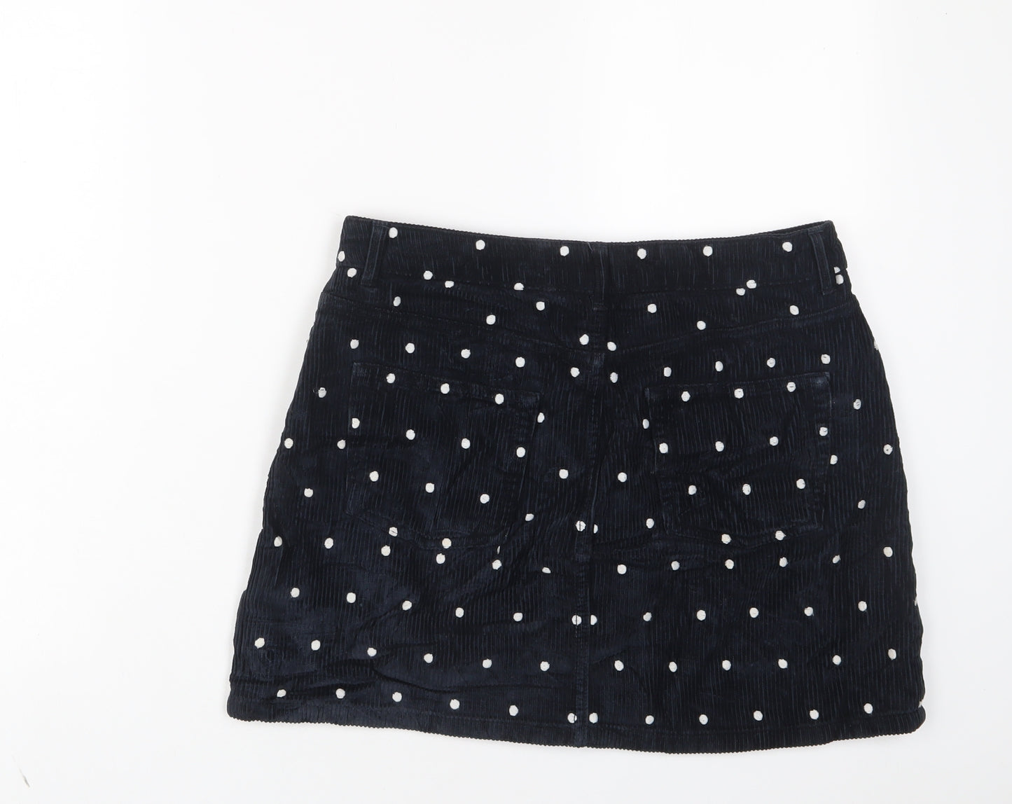 Topshop Womens Black Polka Dot Cotton A-Line Skirt Size 12 Zip