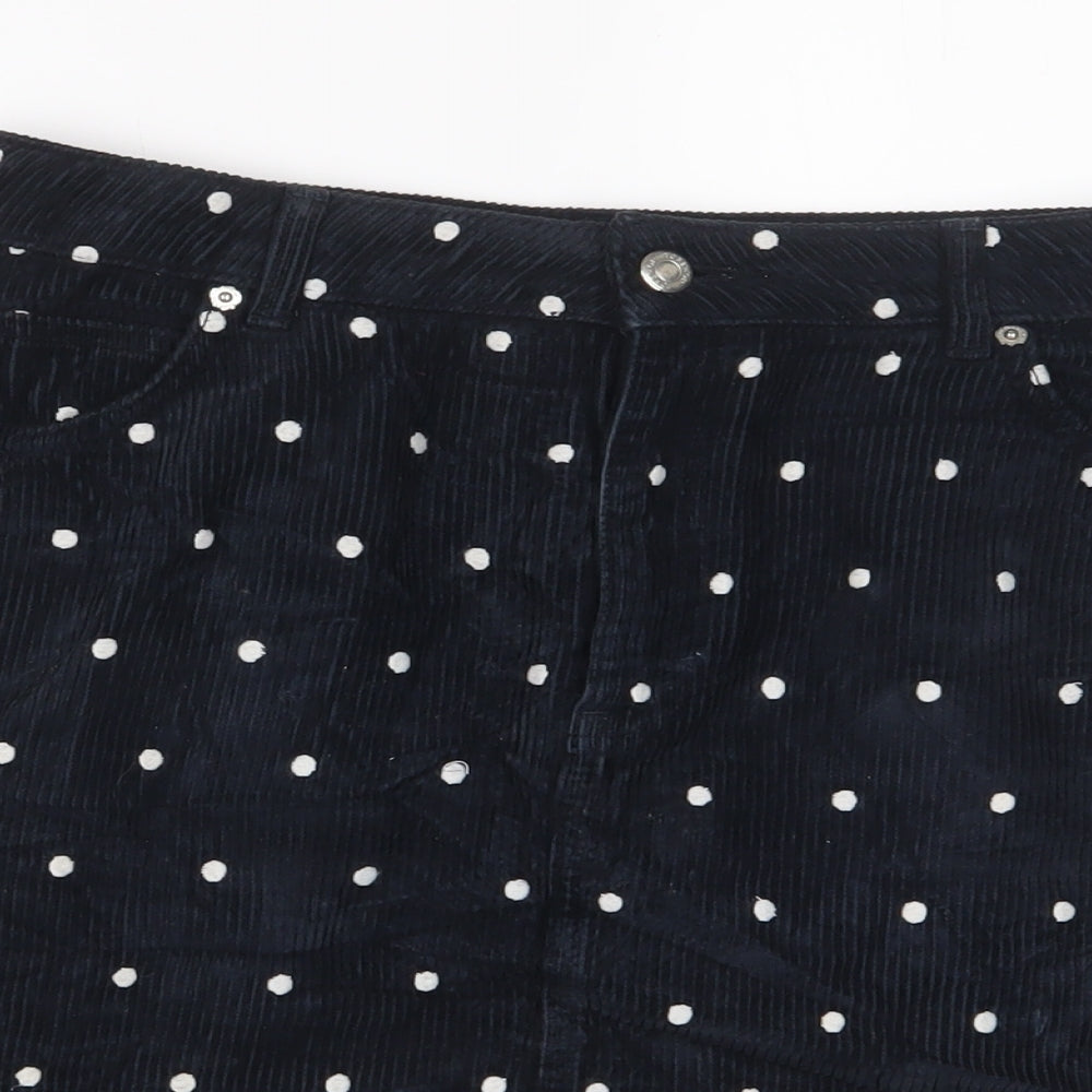 Topshop Womens Black Polka Dot Cotton A-Line Skirt Size 12 Zip