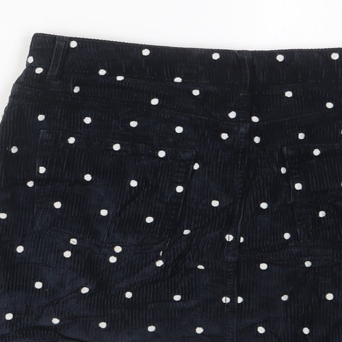 Topshop Womens Black Polka Dot Cotton A-Line Skirt Size 12 Zip