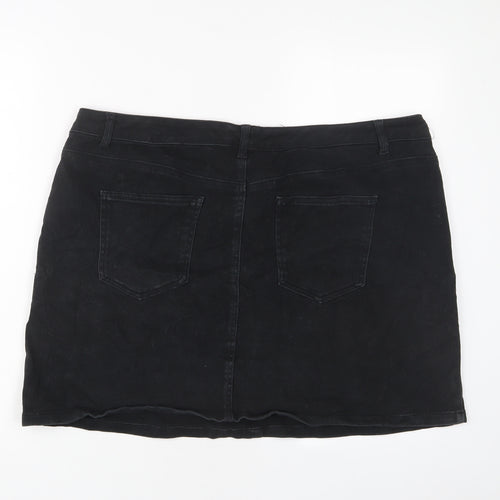 Very Womens Black Cotton A-Line Skirt Size 20 Zip