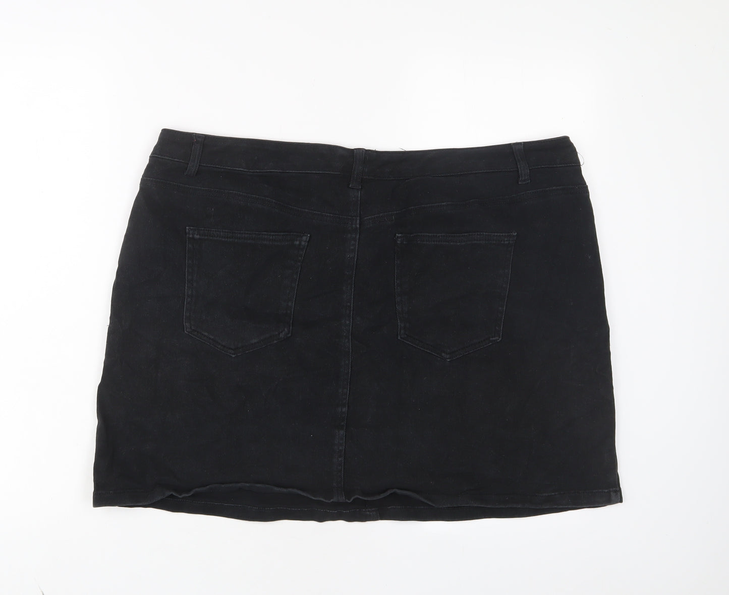 Very Womens Black Cotton A-Line Skirt Size 20 Zip