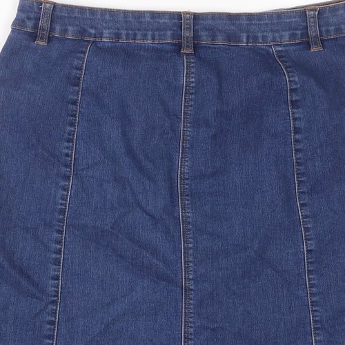 George Womens Blue Cotton A-Line Skirt Size 12 Button