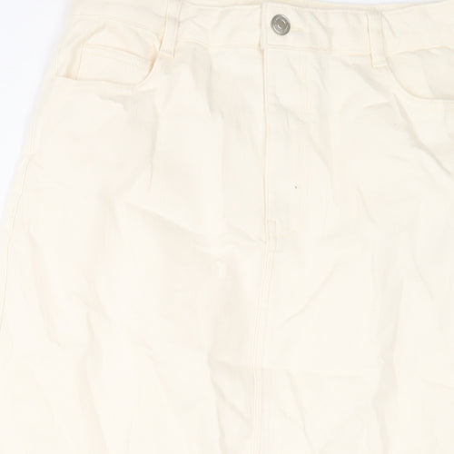 Nobody's Child Womens Beige Cotton A-Line Skirt Size 12 Zip