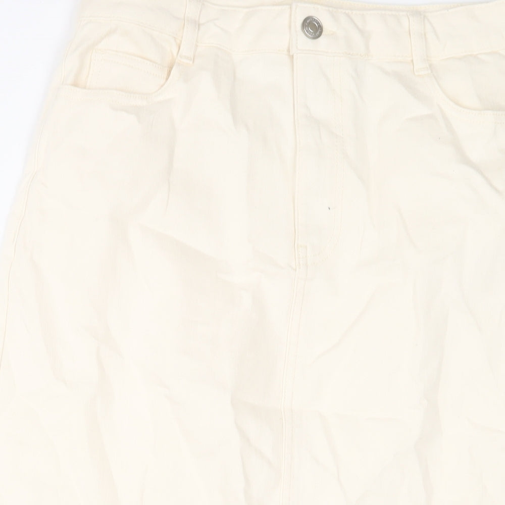 Nobody's Child Womens Beige Cotton A-Line Skirt Size 12 Zip