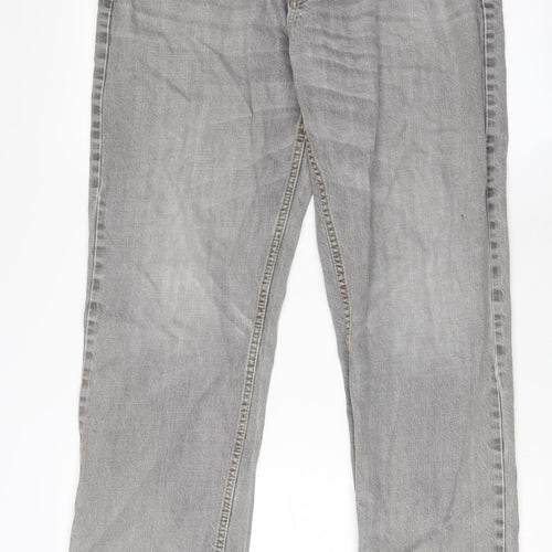 TU Mens Grey Cotton Straight Jeans Size 36 in L30 in Regular Zip