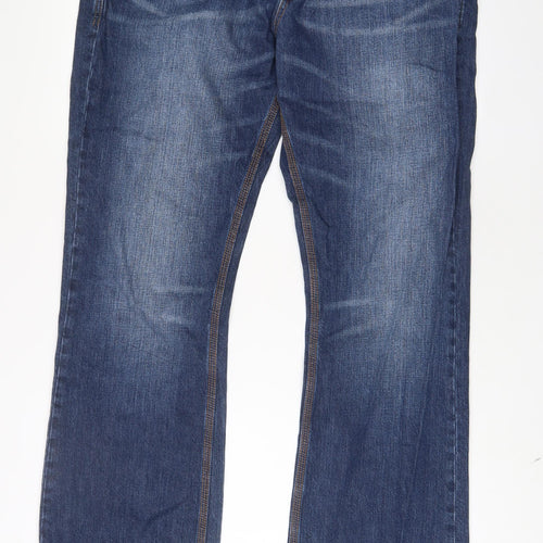 Ben Sherman Mens Blue Cotton Bootcut Jeans Size 36 in L34 in Regular Zip - Long Leg