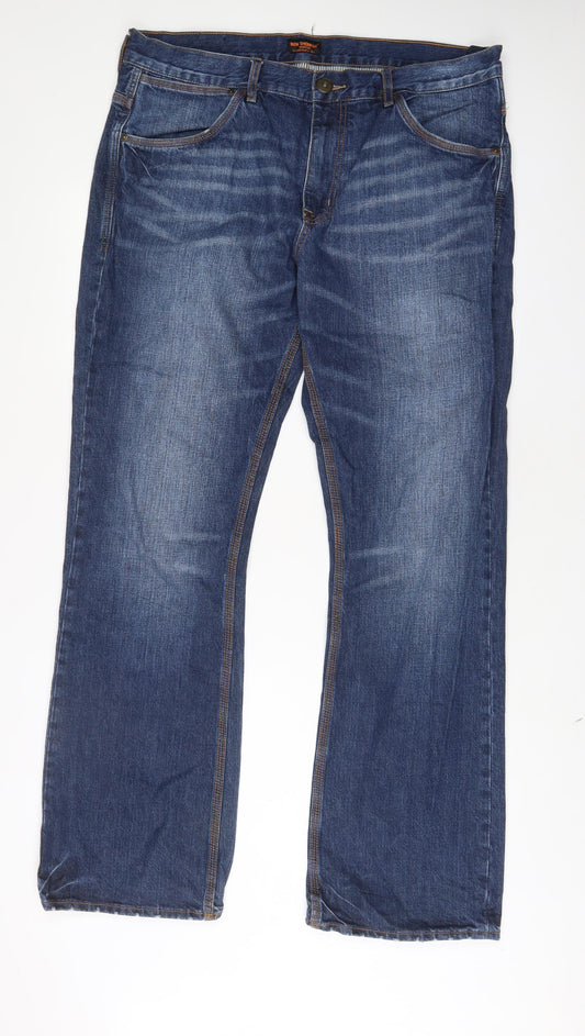 Ben Sherman Mens Blue Cotton Bootcut Jeans Size 36 in L34 in Regular Zip - Long Leg