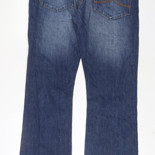 Ben Sherman Mens Blue Cotton Bootcut Jeans Size 36 in L34 in Regular Zip - Long Leg