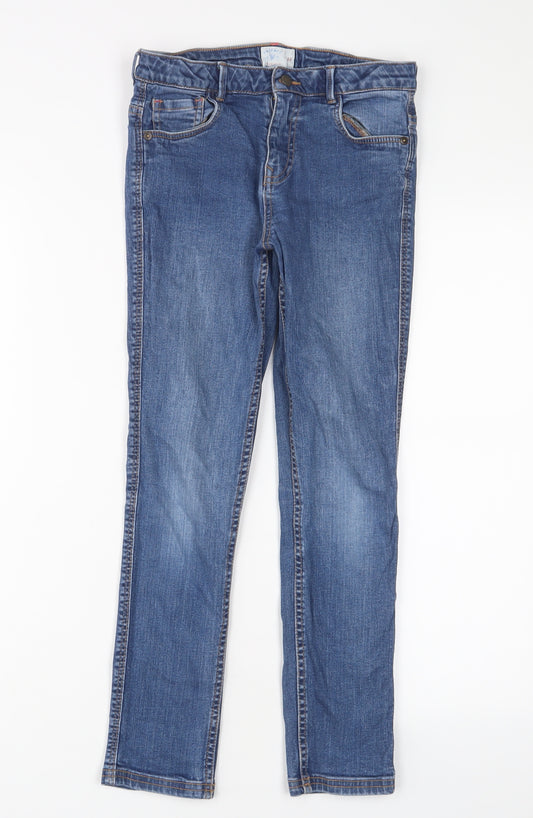 Fat Face Girls Blue Cotton Skinny Jeans Size 10 Years L24 in Regular Zip - Adjustable waist