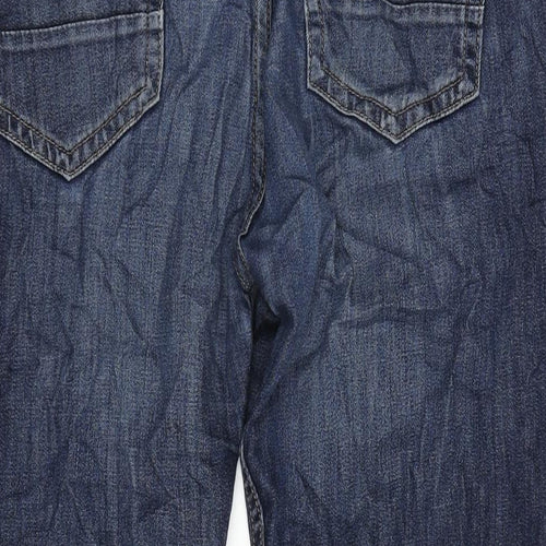 Blue Harbour Mens Blue Cotton Blend Straight Jeans Size 36 in L29 in Regular Zip