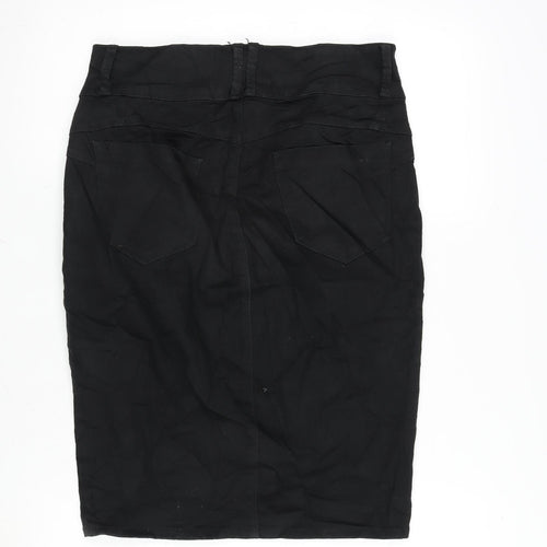 Marks and Spencer Womens Black Cotton Bandage Skirt Size 12 Zip