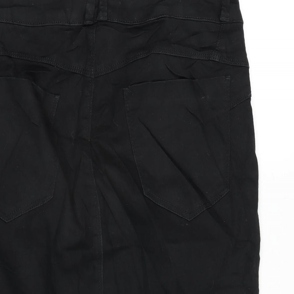 Marks and Spencer Womens Black Cotton Bandage Skirt Size 12 Zip