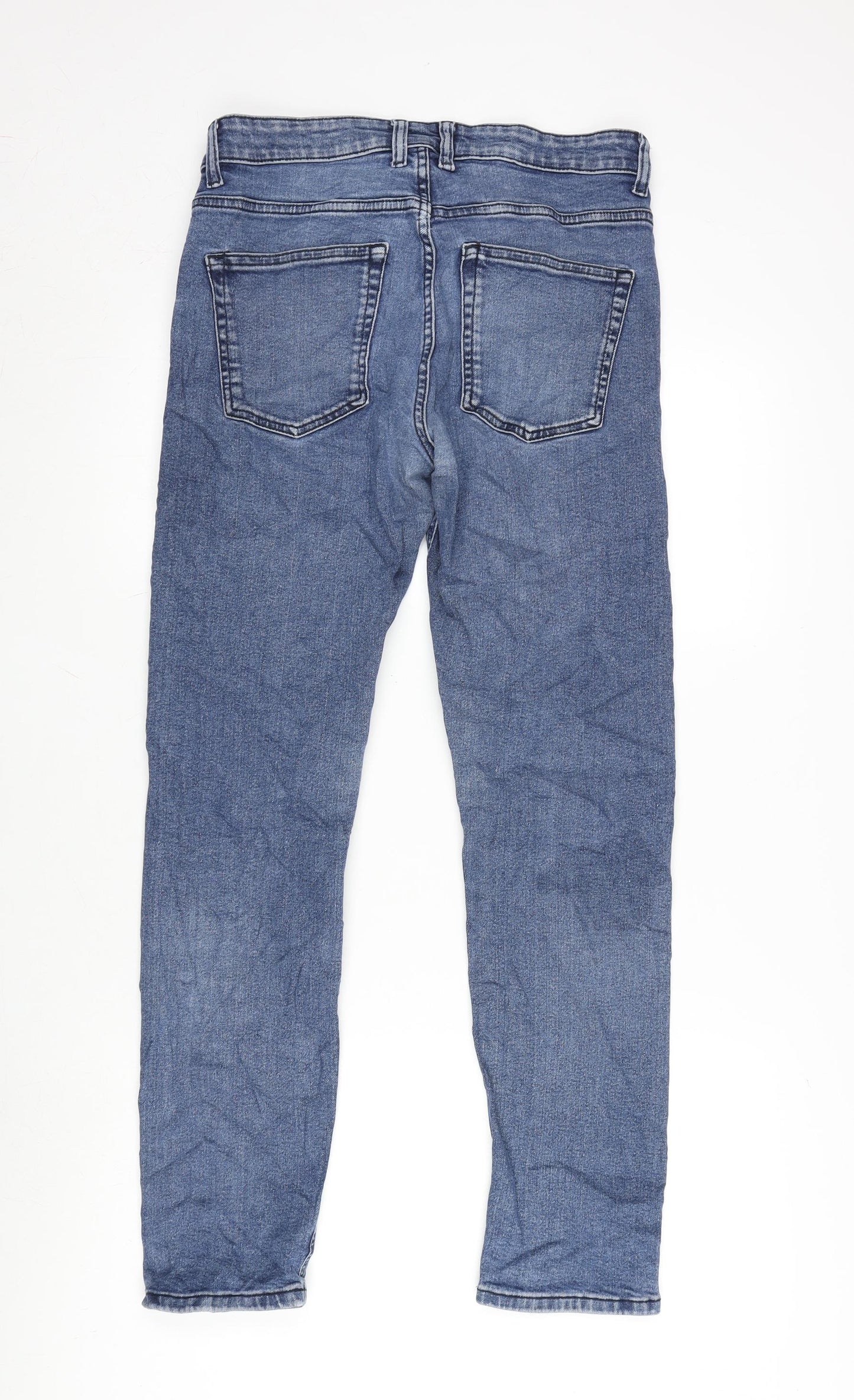 NEXT Mens Blue Cotton Blend Straight Jeans Size 30 in L29 in Slim Zip