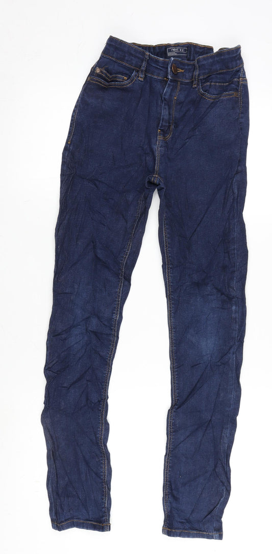 NEXT Girls Blue Cotton Skinny Jeans Size 13 Years L29 in Regular Zip