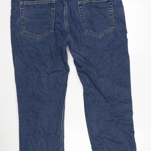 George Mens Blue Cotton Cropped Jeans Size 36 in L26 in Regular Zip