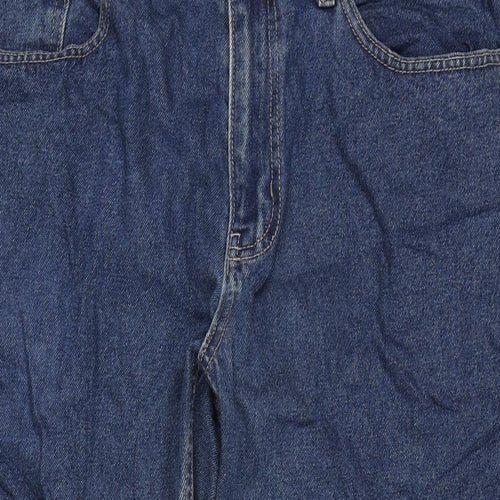 George Mens Blue Cotton Cropped Jeans Size 36 in L26 in Regular Zip