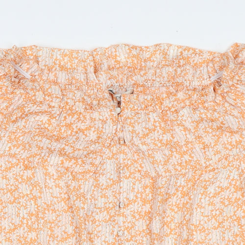 NEXT Womens Orange Floral Polyester Basic Blouse Size 22 Off the Shoulder