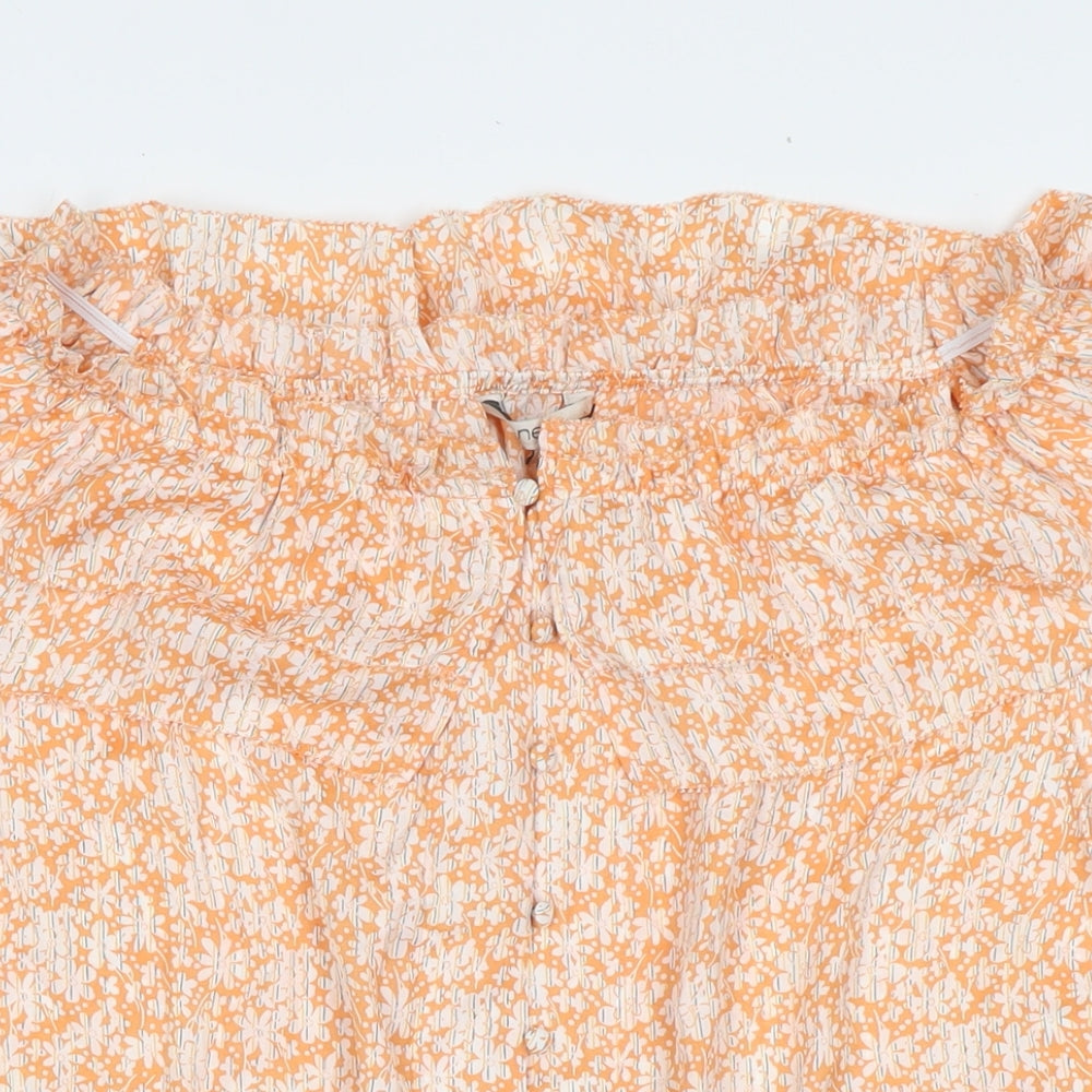 NEXT Womens Orange Floral Polyester Basic Blouse Size 22 Off the Shoulder