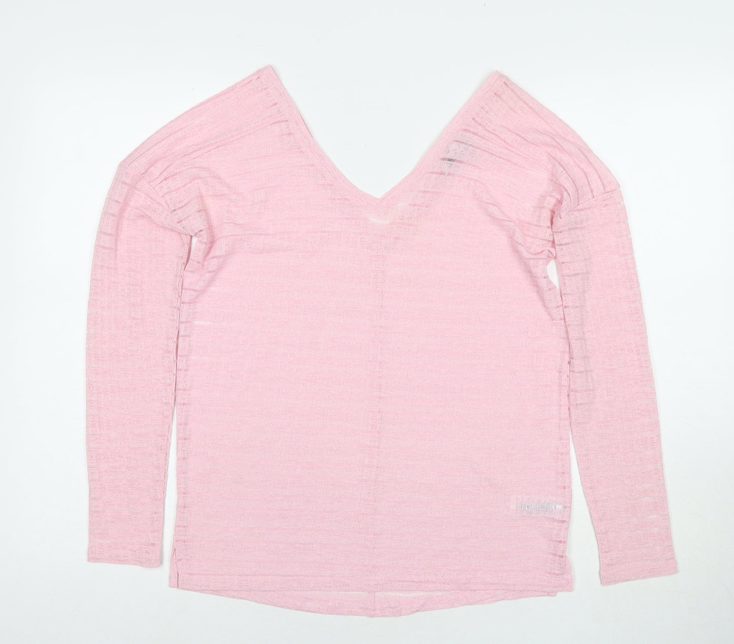 NEXT Womens Pink V-Neck Polyester Pullover Jumper Size 8