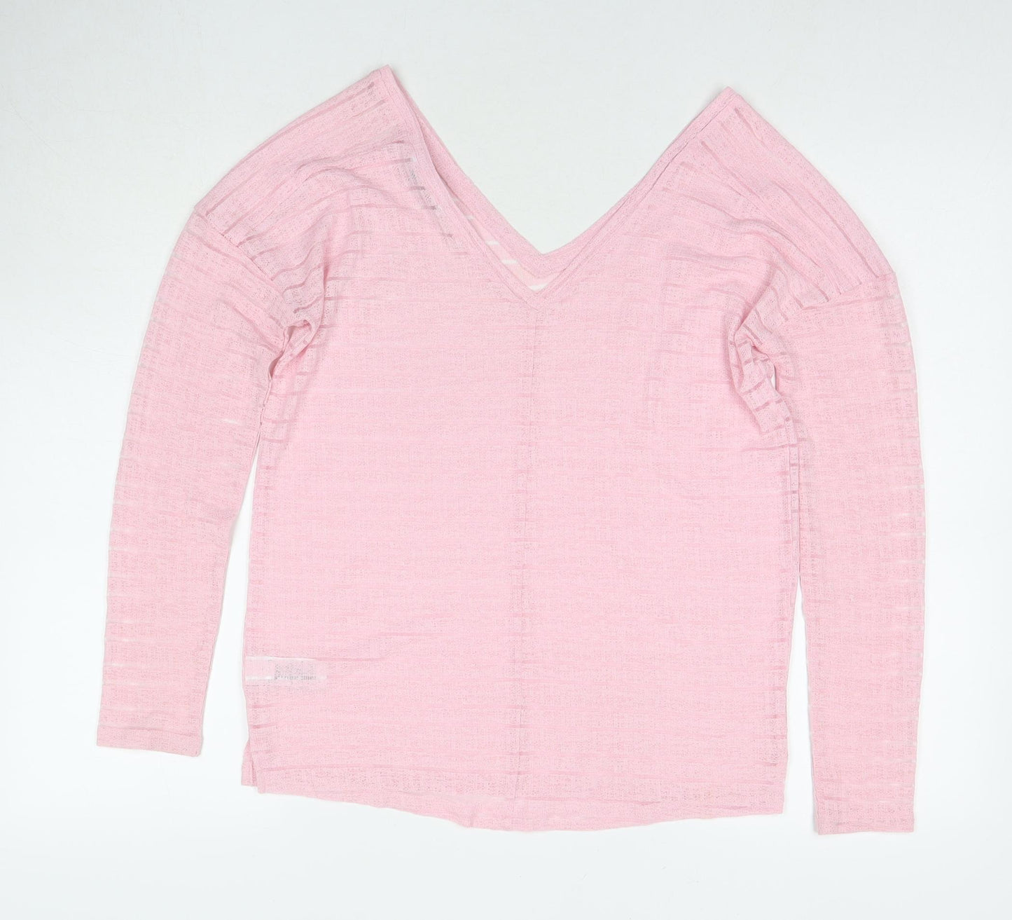 NEXT Womens Pink V-Neck Polyester Pullover Jumper Size 8