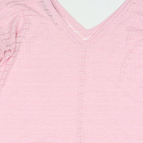 NEXT Womens Pink V-Neck Polyester Pullover Jumper Size 8