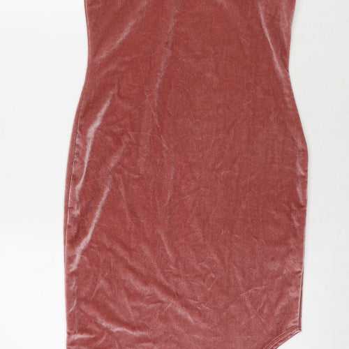 Missguided Womens Pink Polyester Bodycon Size 8 Halter Button