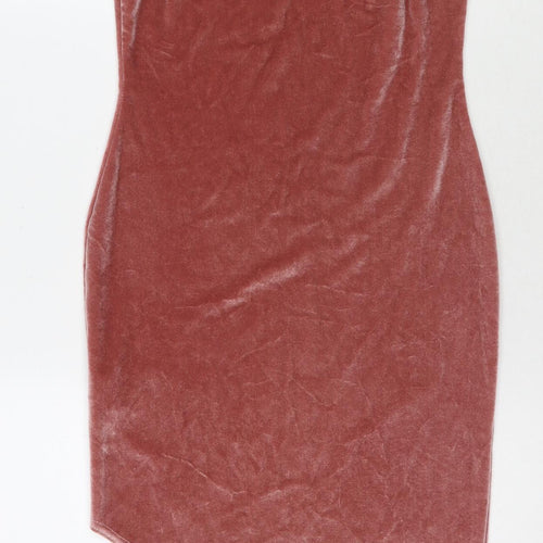 Missguided Womens Pink Polyester Bodycon Size 8 Halter Button