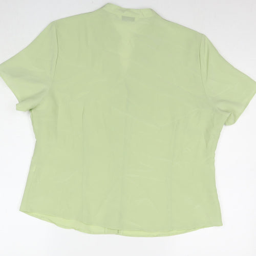 BHS Womens Green Polyester Basic Button-Up Size 18 V-Neck