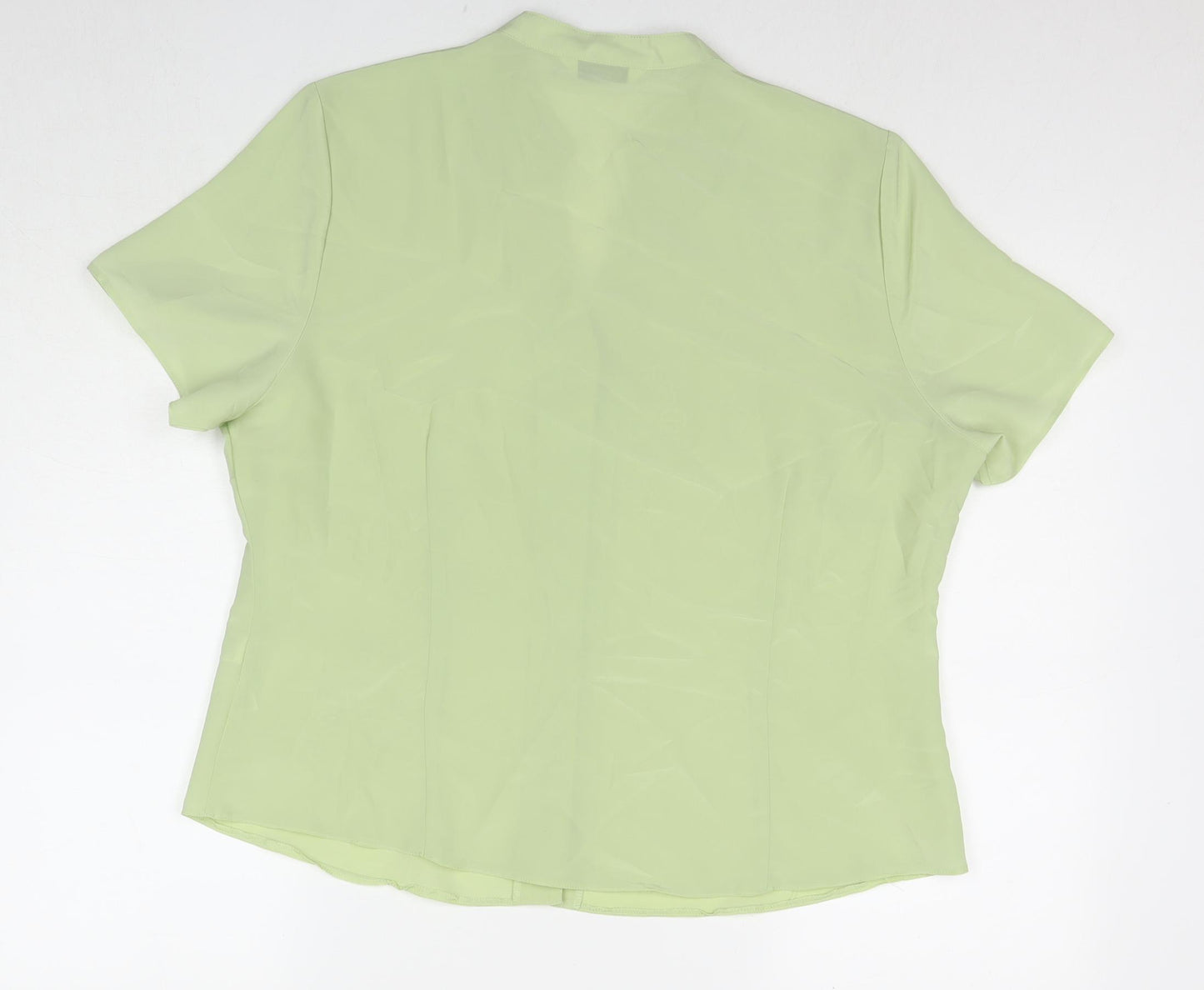 BHS Womens Green Polyester Basic Button-Up Size 18 V-Neck