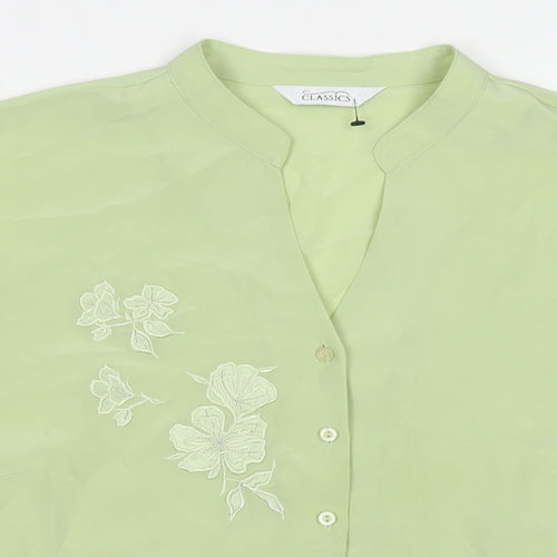 BHS Womens Green Polyester Basic Button-Up Size 18 V-Neck