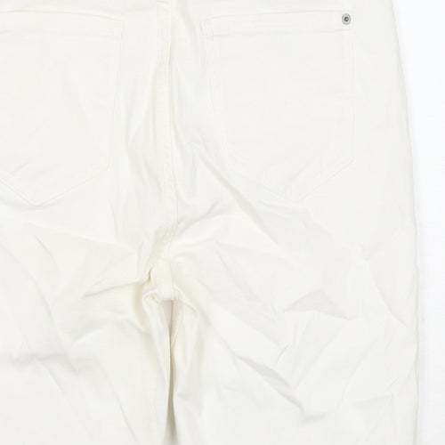 Marks and Spencer Womens White Cotton Bermuda Shorts Size 12 L12 in Regular Zip