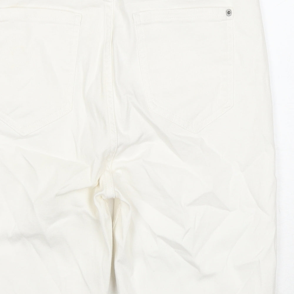 Marks and Spencer Womens White Cotton Bermuda Shorts Size 12 L12 in Regular Zip