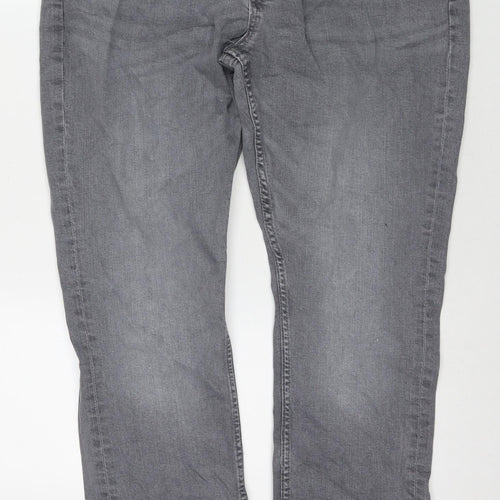 Denim & Co. Mens Grey Cotton Straight Jeans Size 36 in L34 in Regular Zip