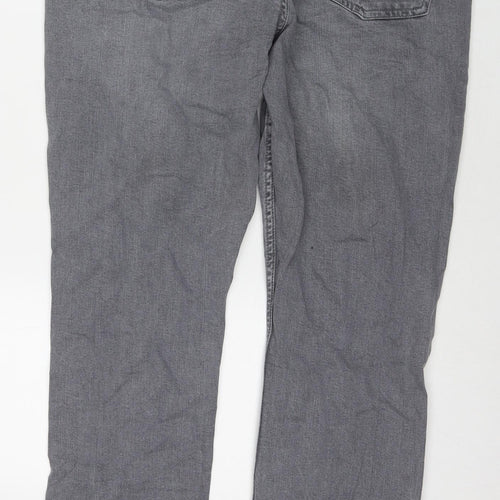 Denim & Co. Mens Grey Cotton Straight Jeans Size 36 in L34 in Regular Zip