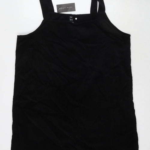 New Look Womens Black Cotton Tank Dress Size 18 Square Neck Pullover