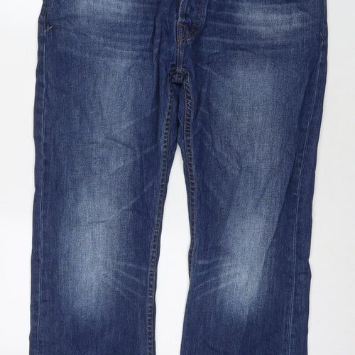 Firetrap Mens Blue Cotton Straight Jeans Size 36 in L36 in Regular Zip