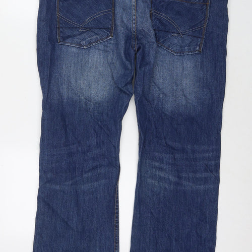 Firetrap Mens Blue Cotton Straight Jeans Size 36 in L36 in Regular Zip