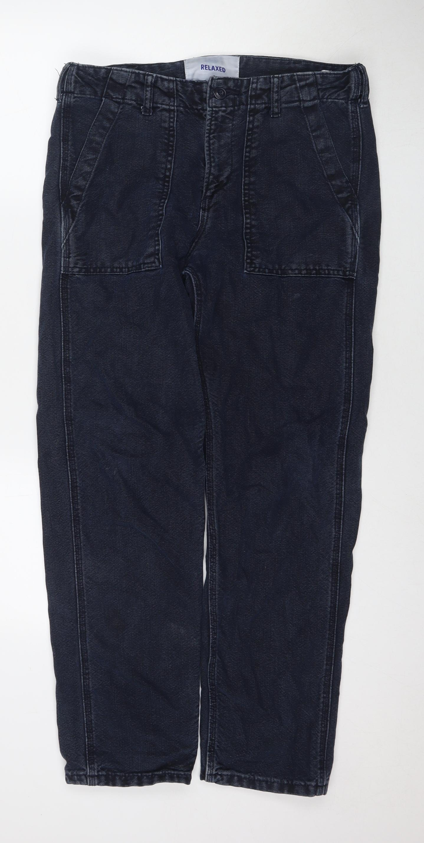 H&M Mens Blue Cotton Straight Jeans Size 30 in L32 in Regular Zip