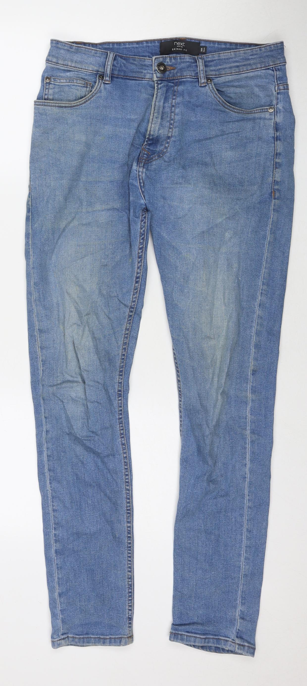 NEXT Mens Blue Cotton Skinny Jeans Size 30 in L30 in Regular Zip