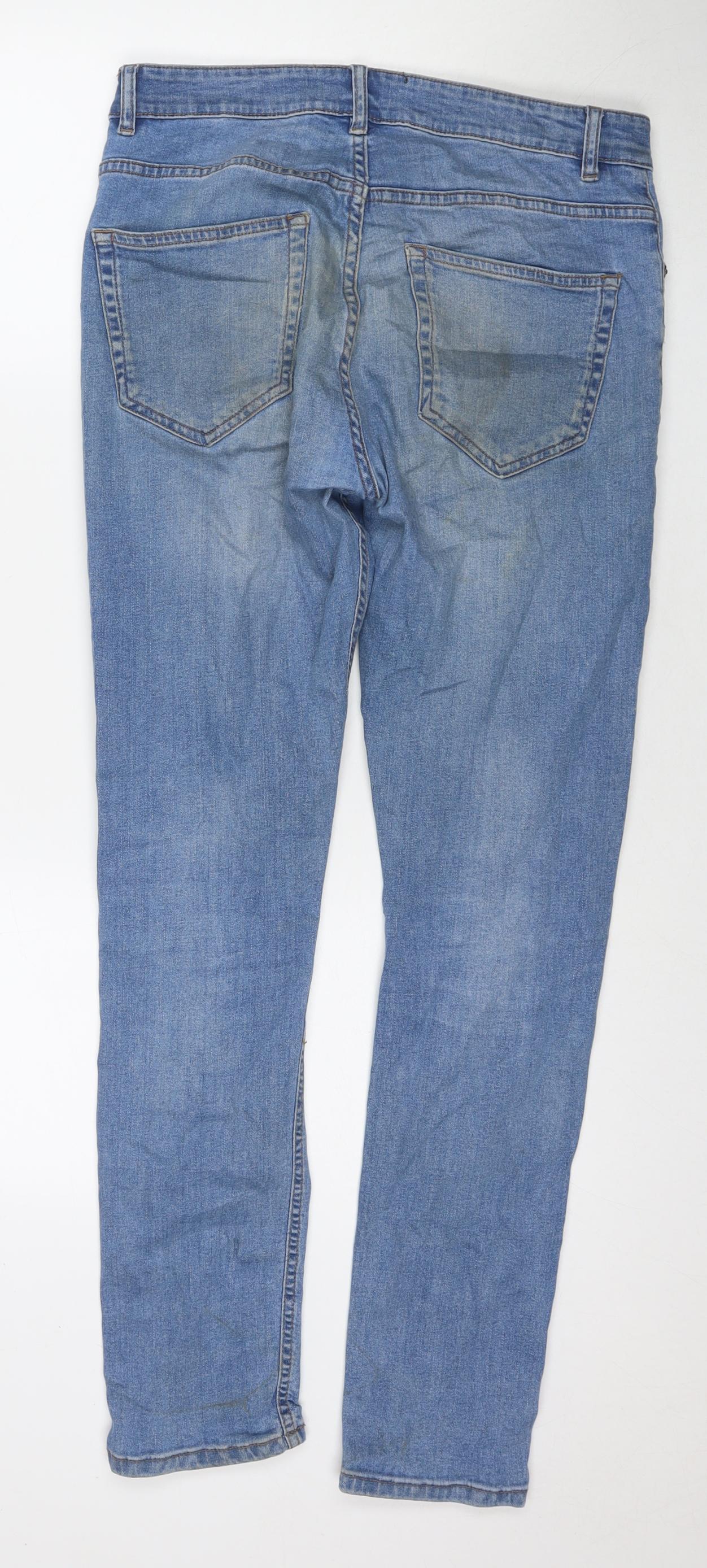 NEXT Mens Blue Cotton Skinny Jeans Size 30 in L30 in Regular Zip