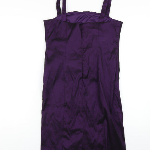 R&M Richards Womens Purple Polyester Bodycon Size 12 Square Neck Zip