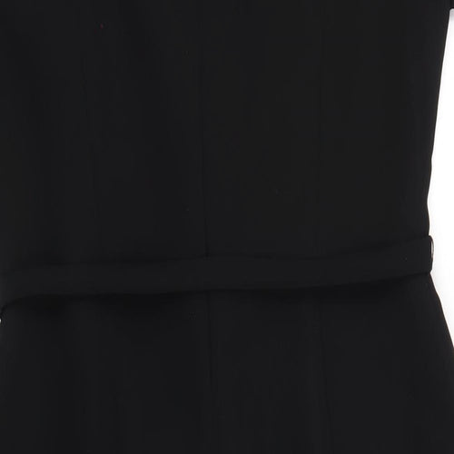 Roman Womens Black Polyester Pencil Dress Size 12 Square Neck Zip