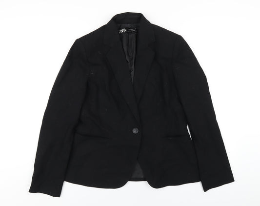 Zara Womens Black Polyester Jacket Blazer Size 12