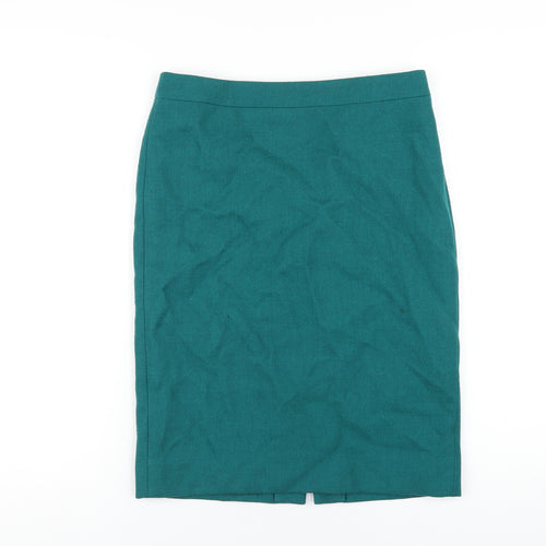 J.CREW Womens Green Wool Straight & Pencil Skirt Size 4 Zip