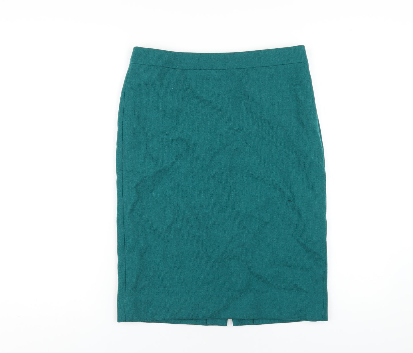 J.CREW Womens Green Wool Straight & Pencil Skirt Size 4 Zip