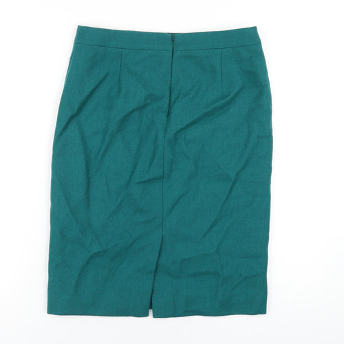 J.CREW Womens Green Wool Straight & Pencil Skirt Size 4 Zip