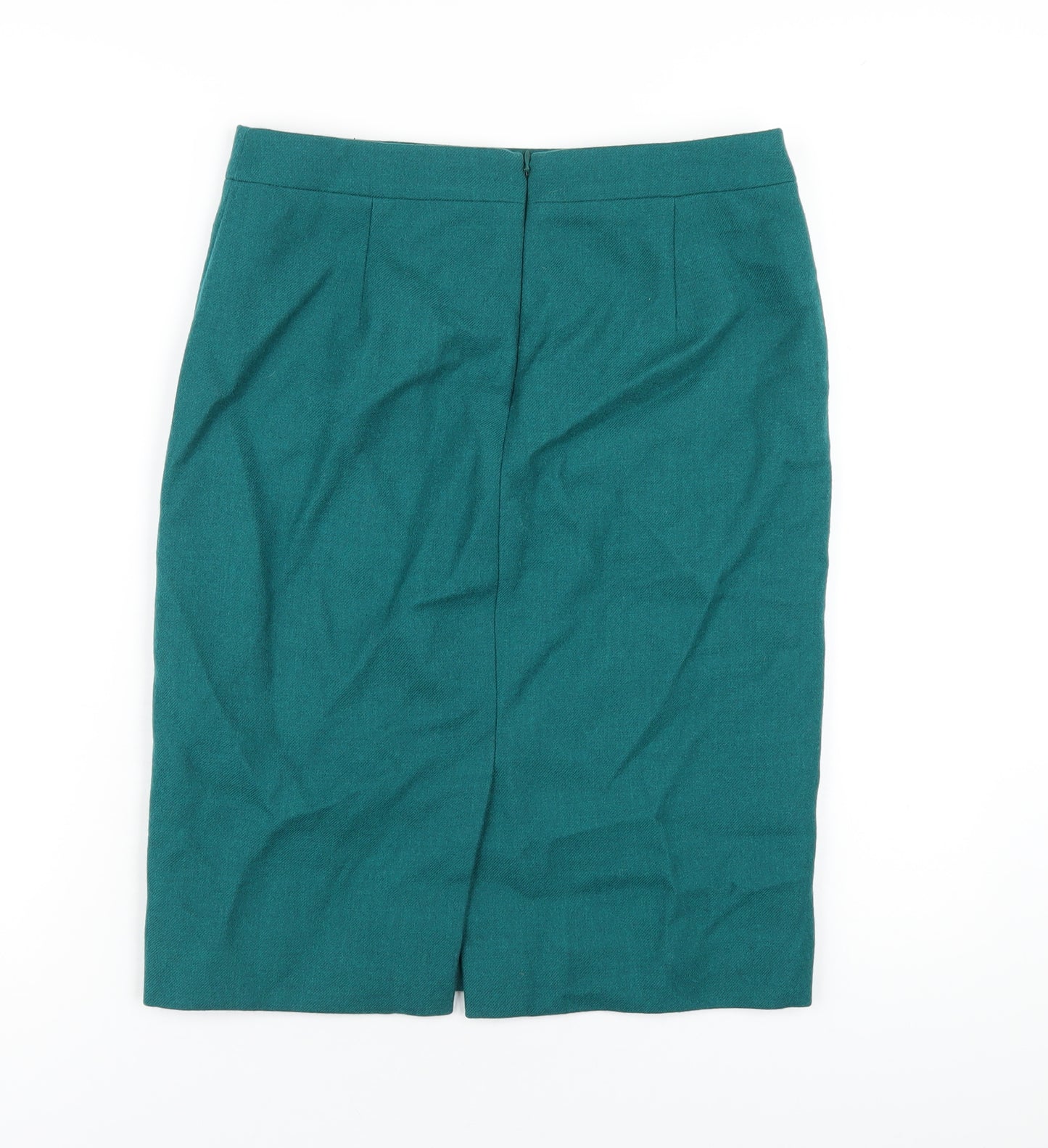 J.CREW Womens Green Wool Straight & Pencil Skirt Size 4 Zip