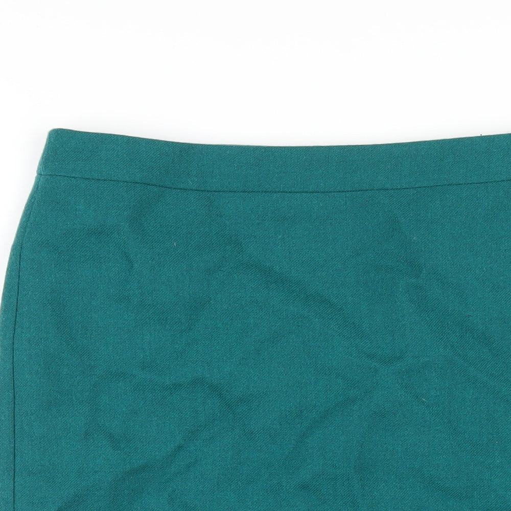 J.CREW Womens Green Wool Straight & Pencil Skirt Size 4 Zip