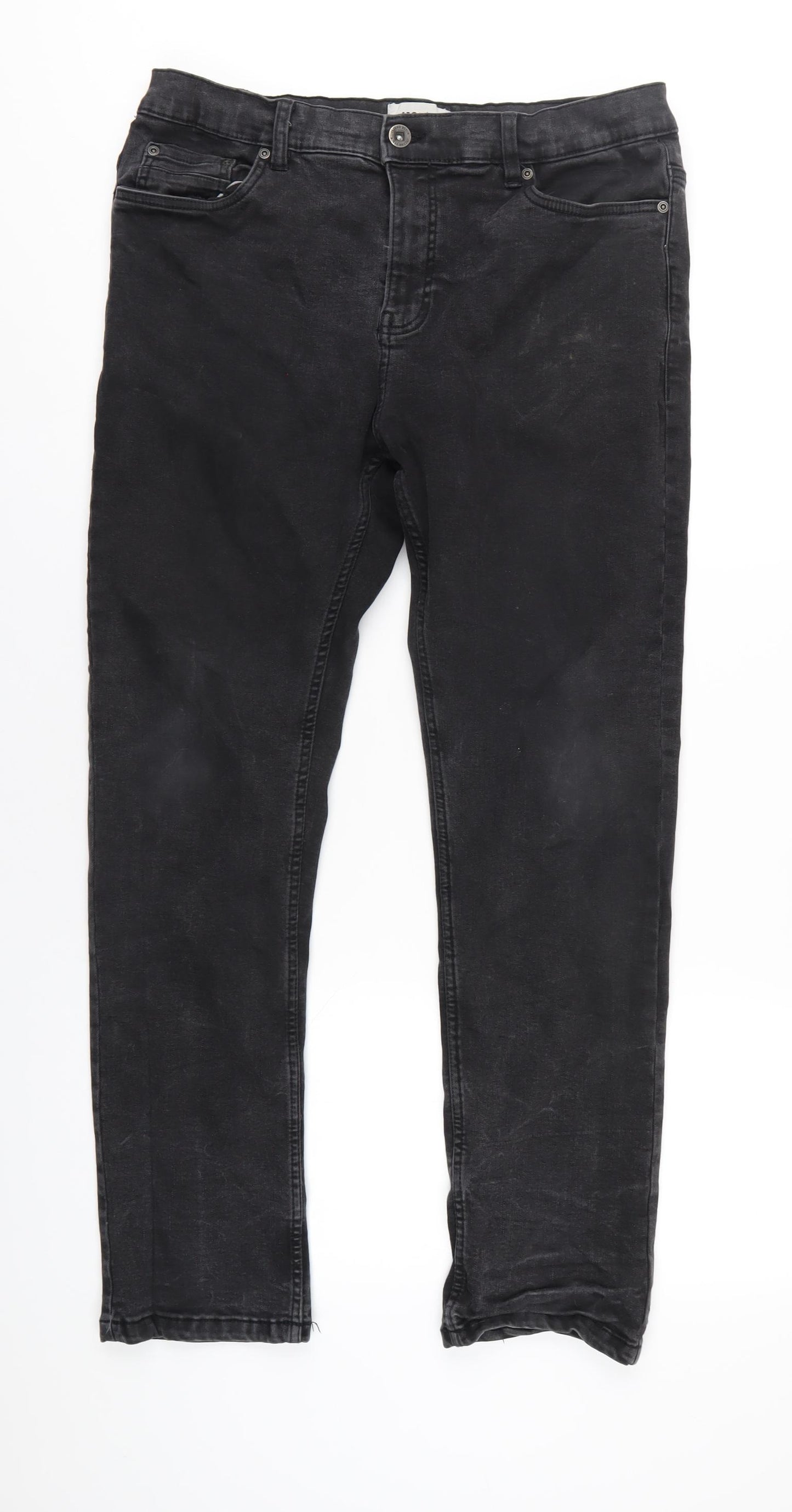 Jacamo Mens Black Cotton Straight Jeans Size 36 in L30 in Regular Zip