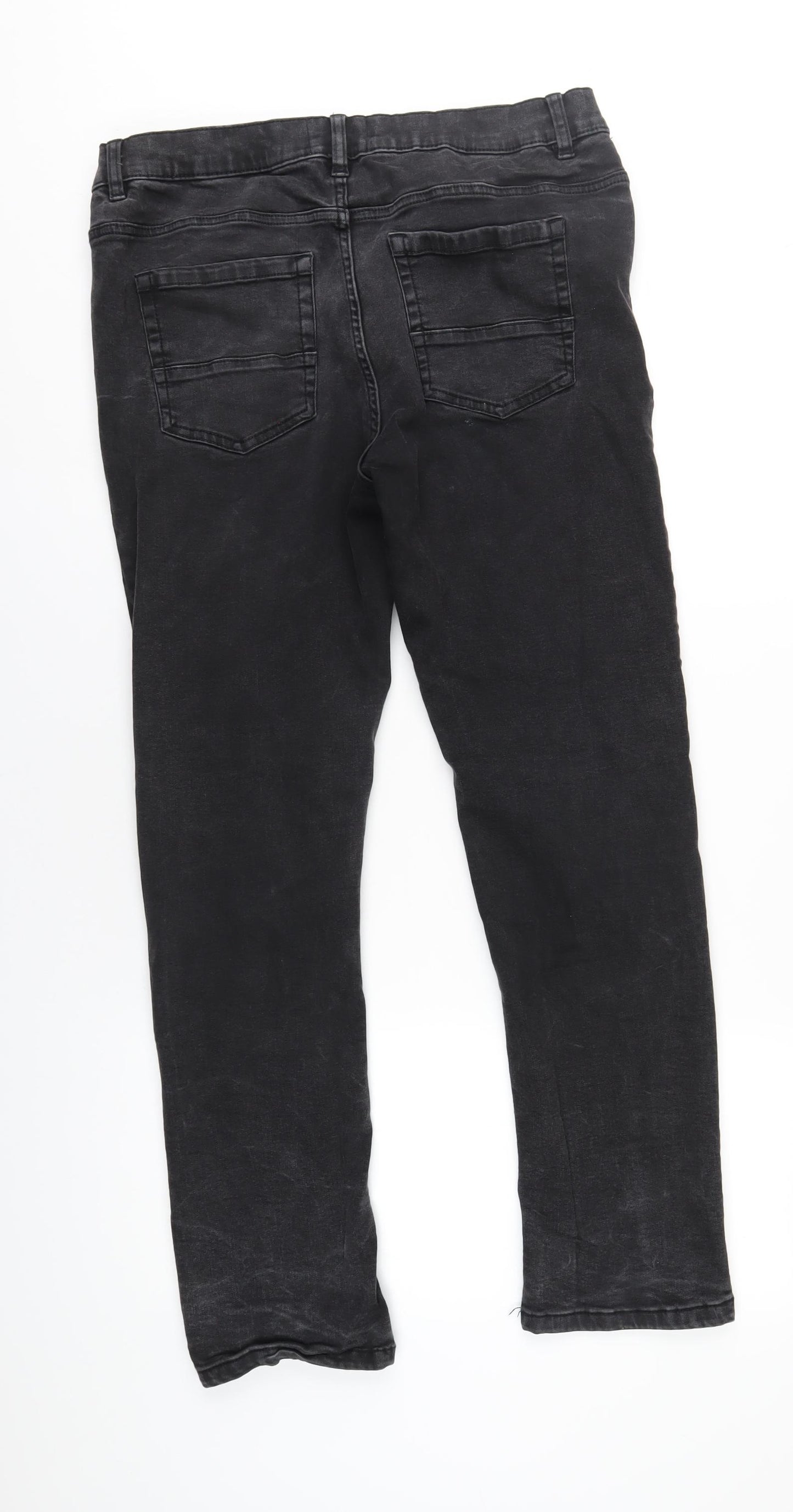 Jacamo Mens Black Cotton Straight Jeans Size 36 in L30 in Regular Zip